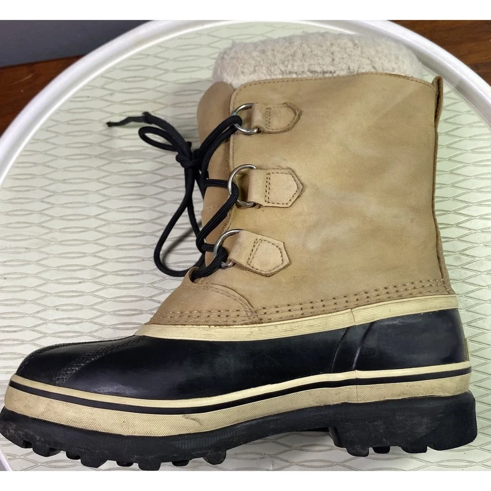 Sorel Caribou Men's Leather Winter Snow Boots‎ Tan Sz. 5